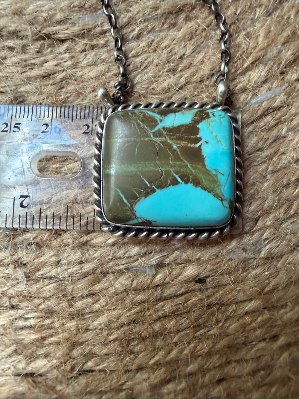 Augustine Largo Kingman Turquoise Stone Square Pendant Necklace - Women Jewelry - Picture 5 of 6
